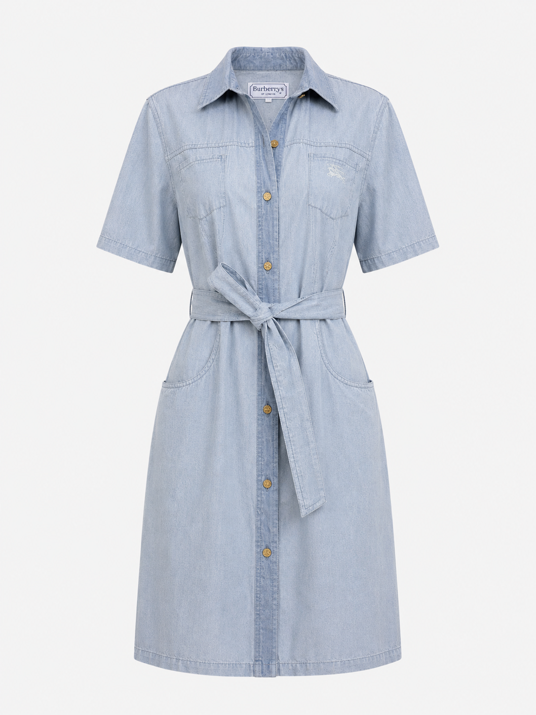 Robe en denim léger bleu clair Burberry vintage authentique
