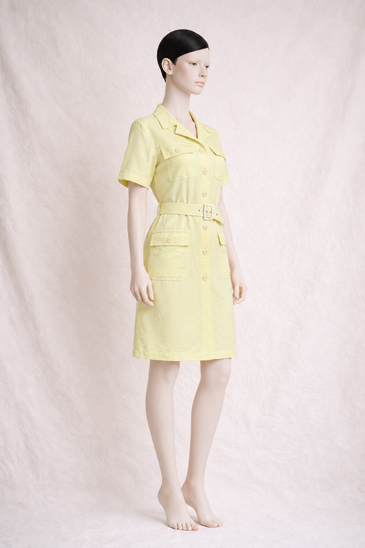 Robe en lin jaune Yves Saint Laurent vintage authentique
