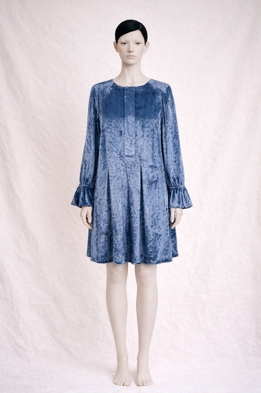 Authentic deep blue silk velvet Fendi dress