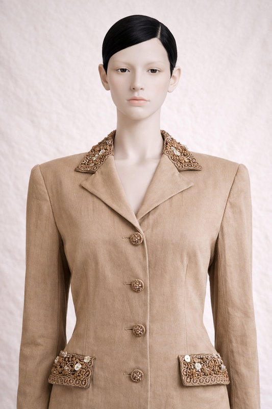 Beige linen blazer Kenzo Jungle vintage