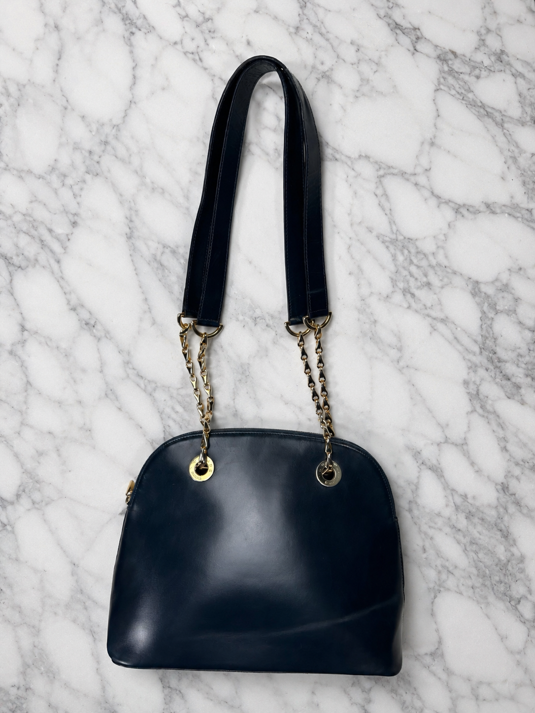 Sac authentique Celine Paris en cuir bleu profond
