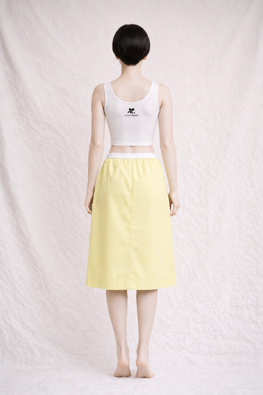 Pastel Yellow Cotton Skirt Courrèges Paris Authentic Vintage