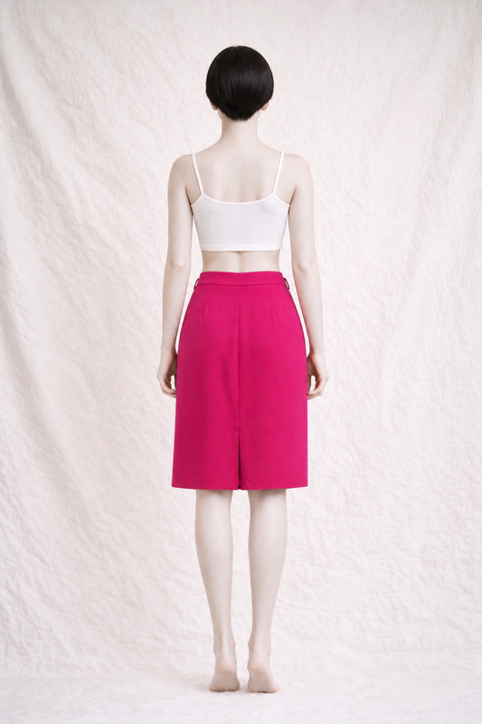 Jupe crayon rose fuchsia Yves Saint Laurent vintage authentique
