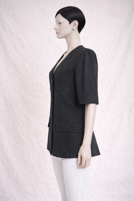 Blazer noir texturée manches courts Yves Saint Laurent vintage authentique