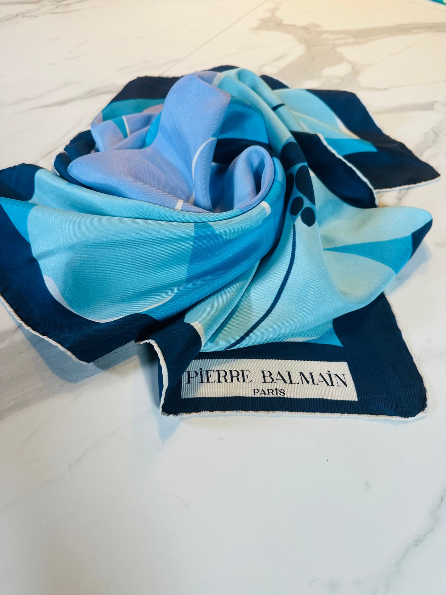 Grand carré en soie Pierre Balmain vintage authentique