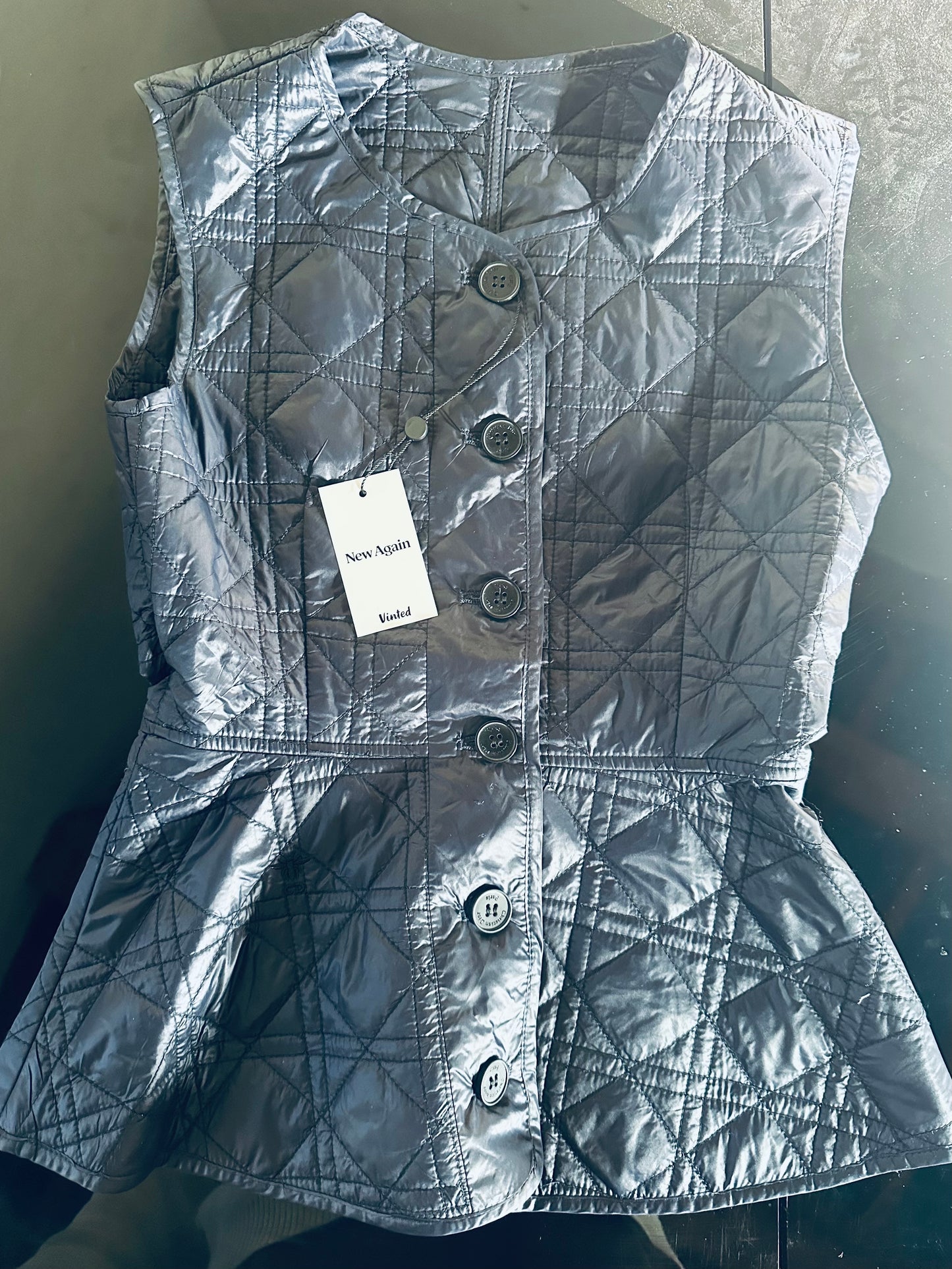 Christian Dior Peplum Top matelassé bleu marine CD authentique