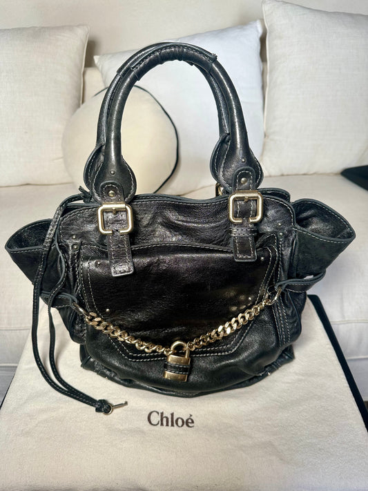 Iconic Chloé Paddington large model authentic black leather bag