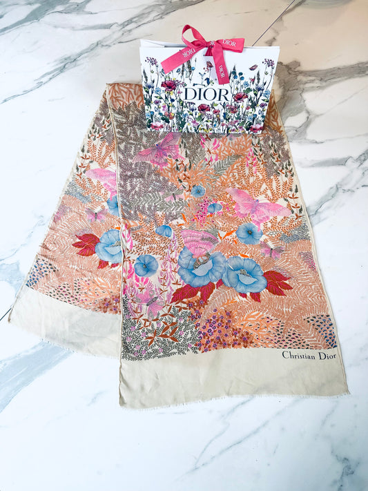 Authentic vintage Christian Dior silk crêpe scarf