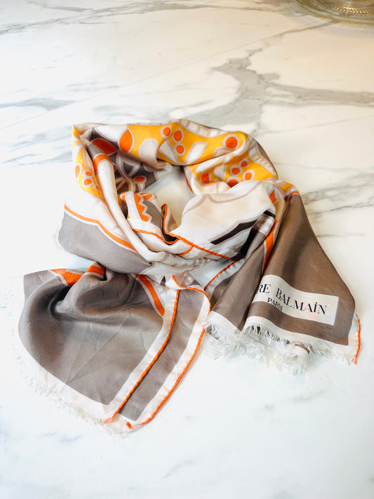Vintage authentic Pierre Balmain Paris silk satin scarf