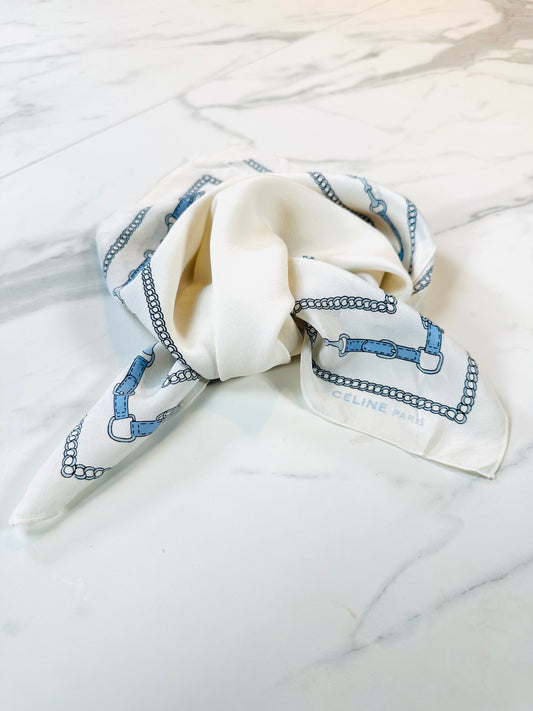 Céline Paris Vintage Authentic Crêpe Silk Scarf