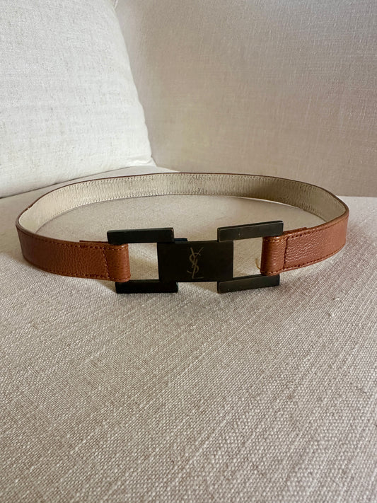 Ceinture en cuir marron Yves Saint Laurent authentique