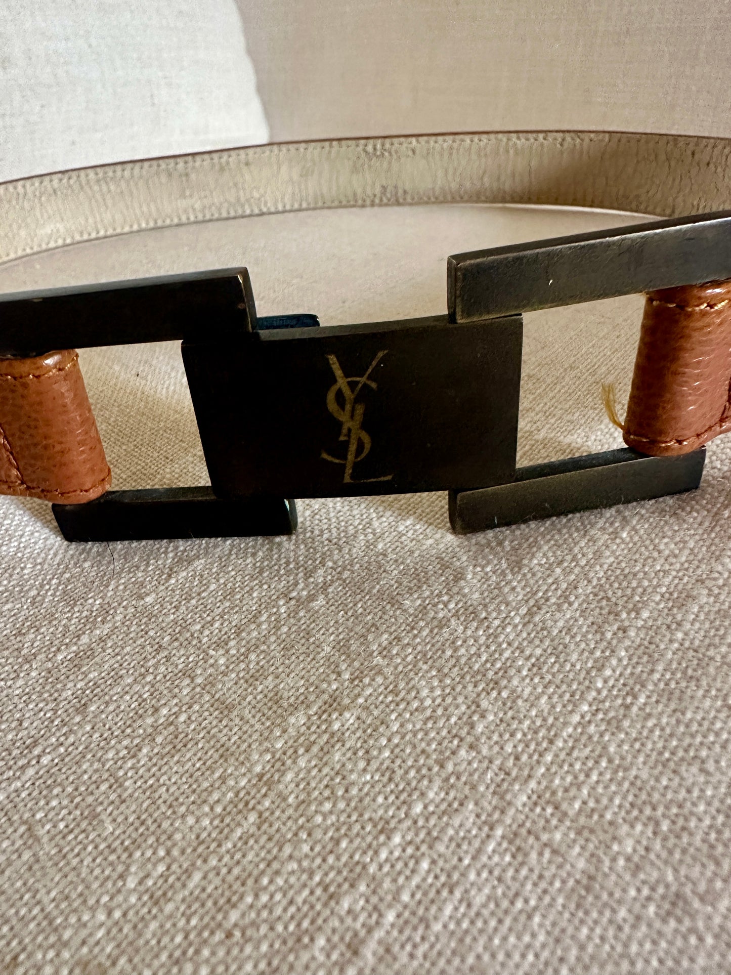 Ceinture en cuir marron Yves Saint Laurent authentique