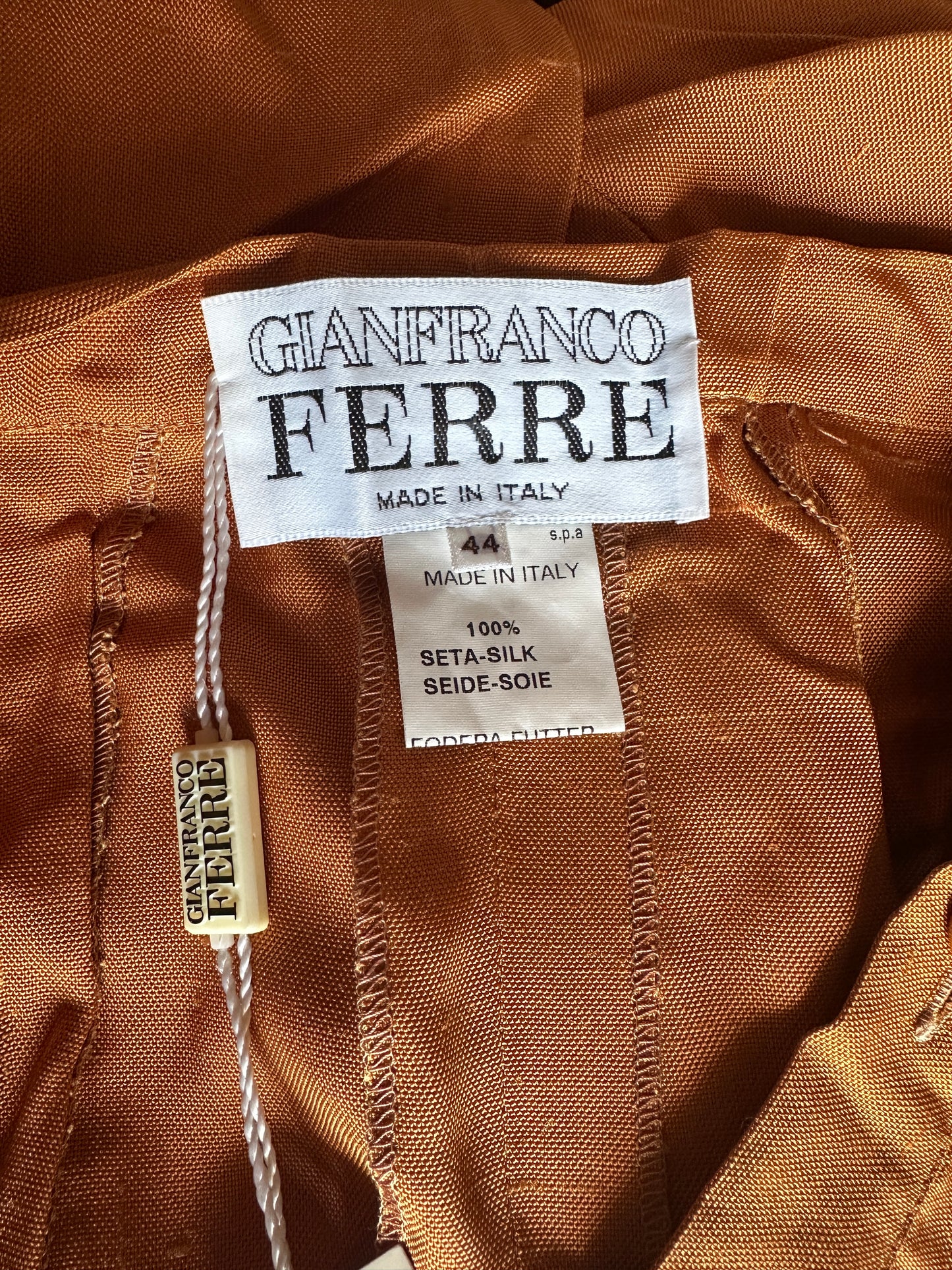 Pantalon Gianfranco Ferré en soie sauvage terracotta neuve