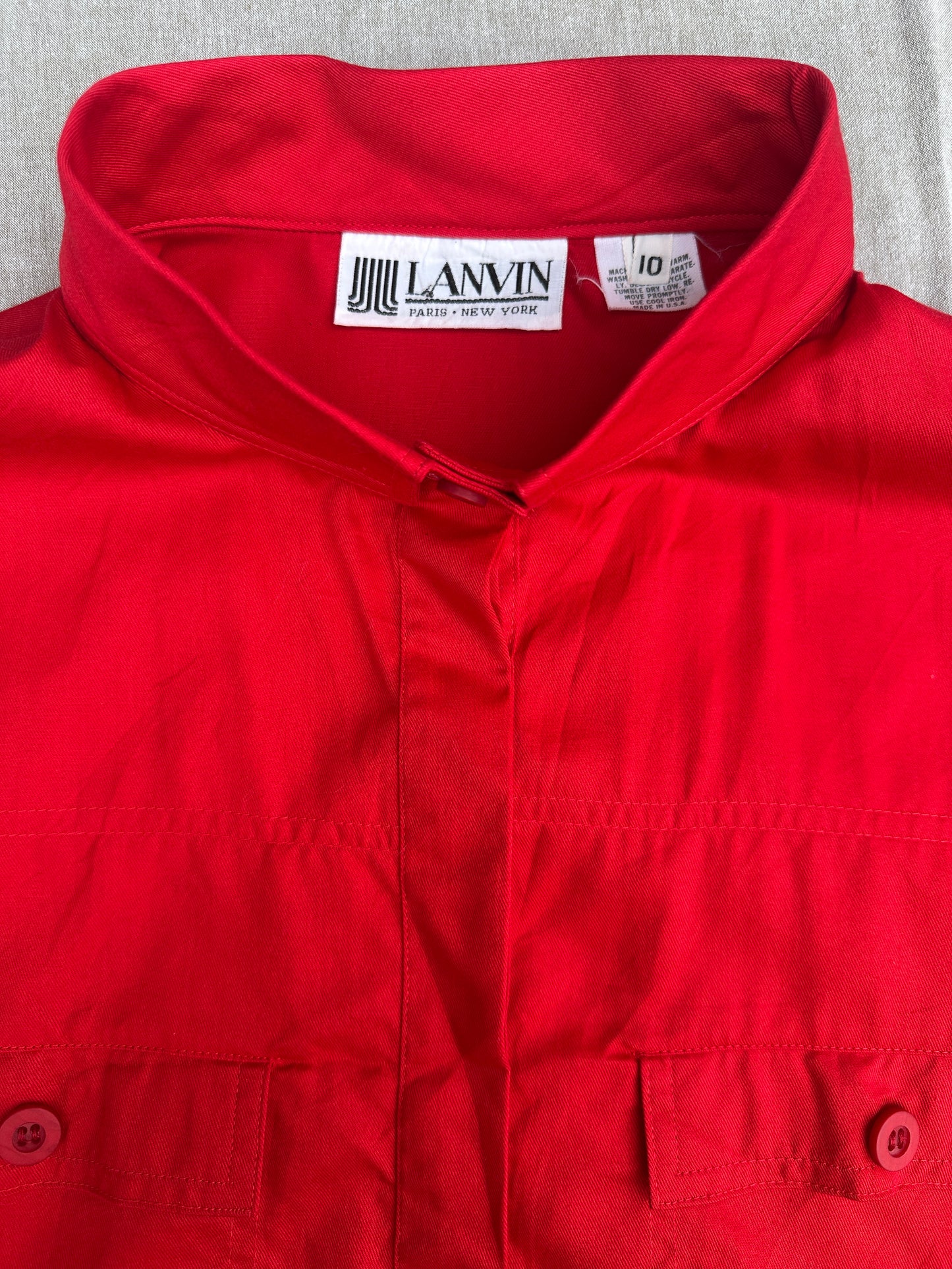 Robe en coton rouge Lanvin Paris New York vintage authentique