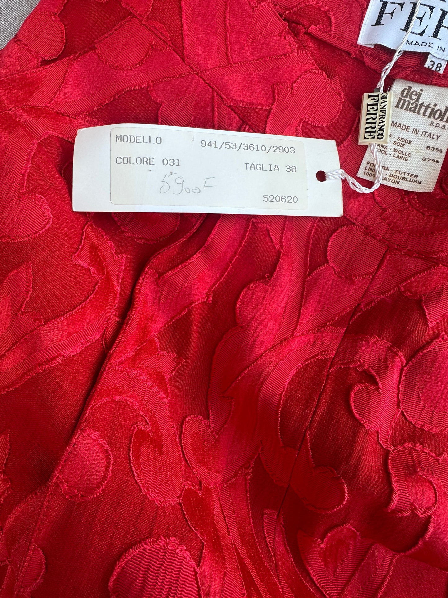 Pantalon Gianfranco Ferré en soie et laine texturée rouge intense authentique