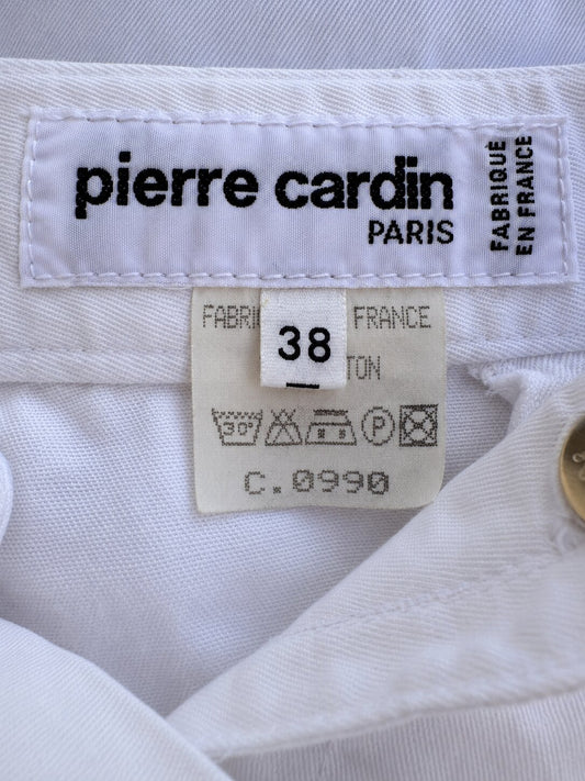 Vintage Authentic White Cotton Pencil Skirt by Pierre Cardin Paris