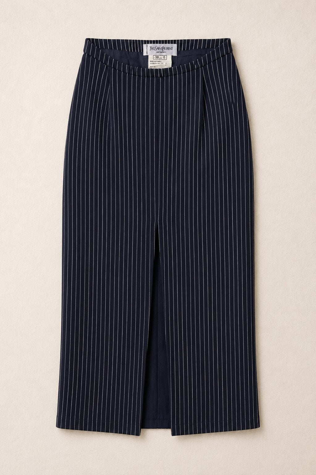 Jupe Crayon Midi Vintage Authentique Yves Saint Laurent à Fines Rayures