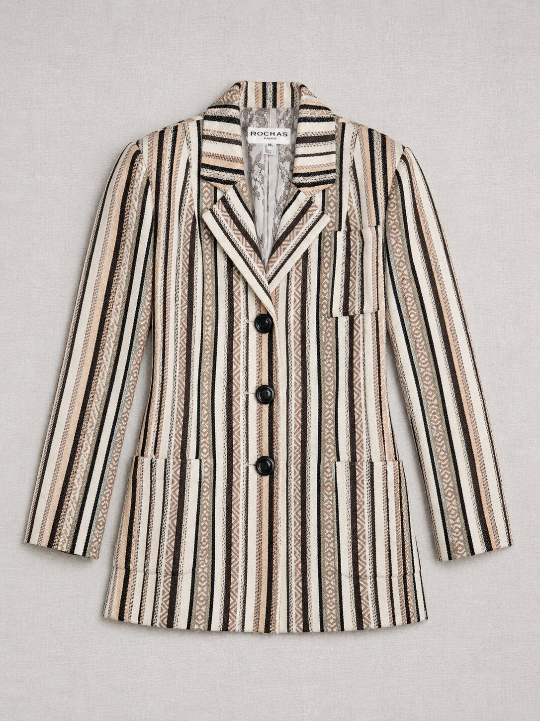 Long Vintage Wool Blazer Rochas Paris