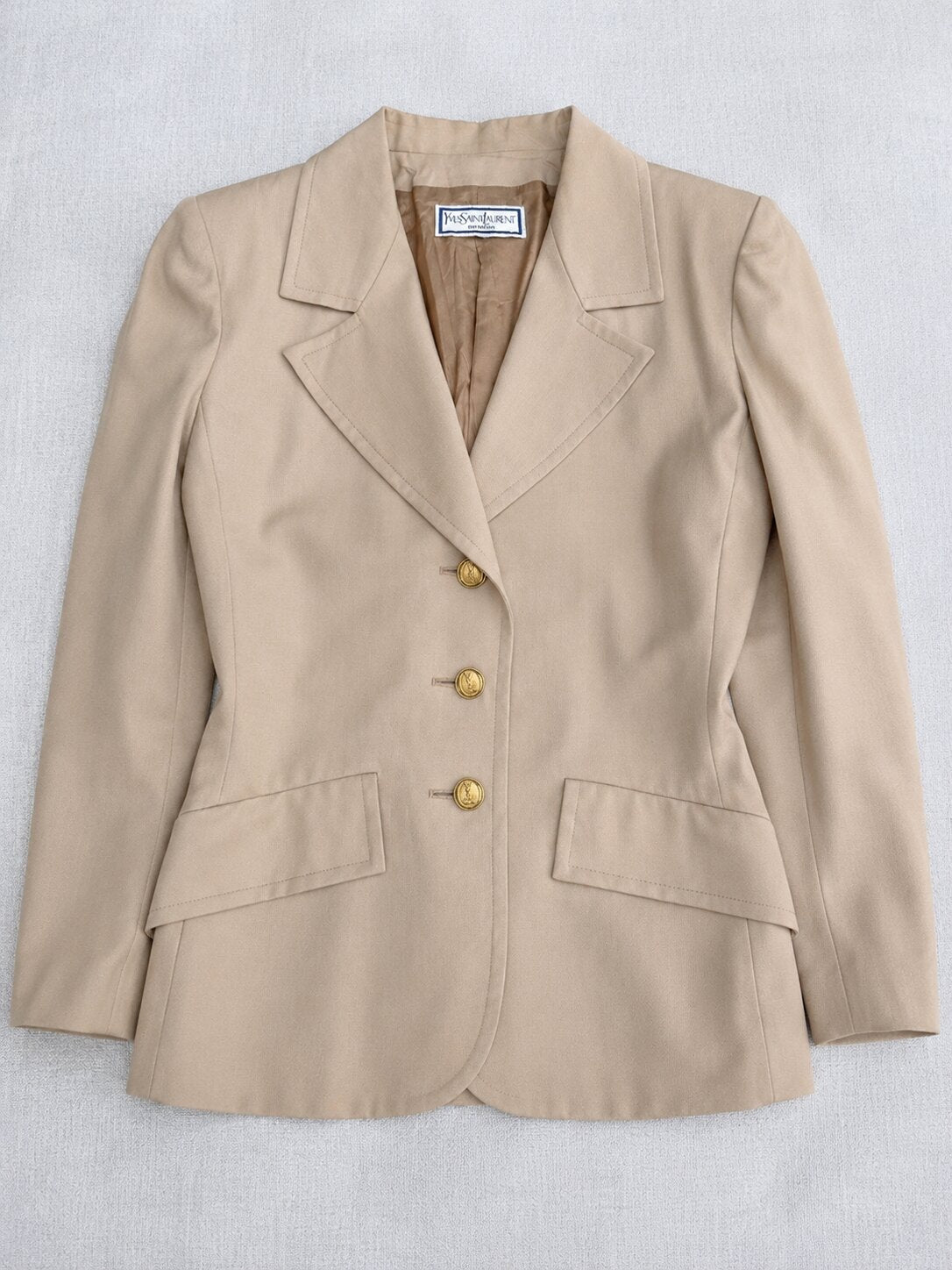 Authentique blazer en laine beige Yves Saint Laurent vintage