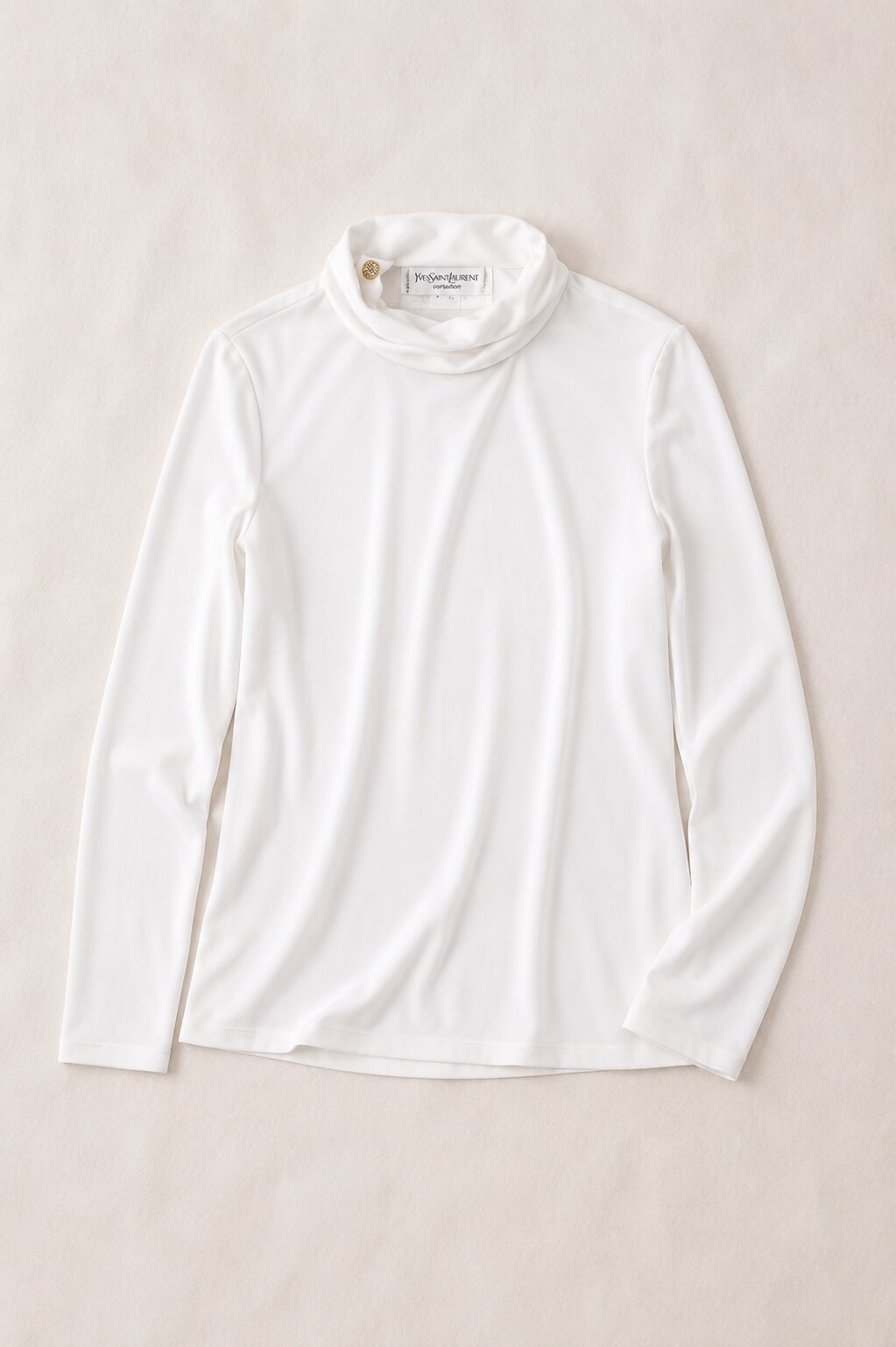 Authentic white top Yves Saint Laurent Variation with high collar.