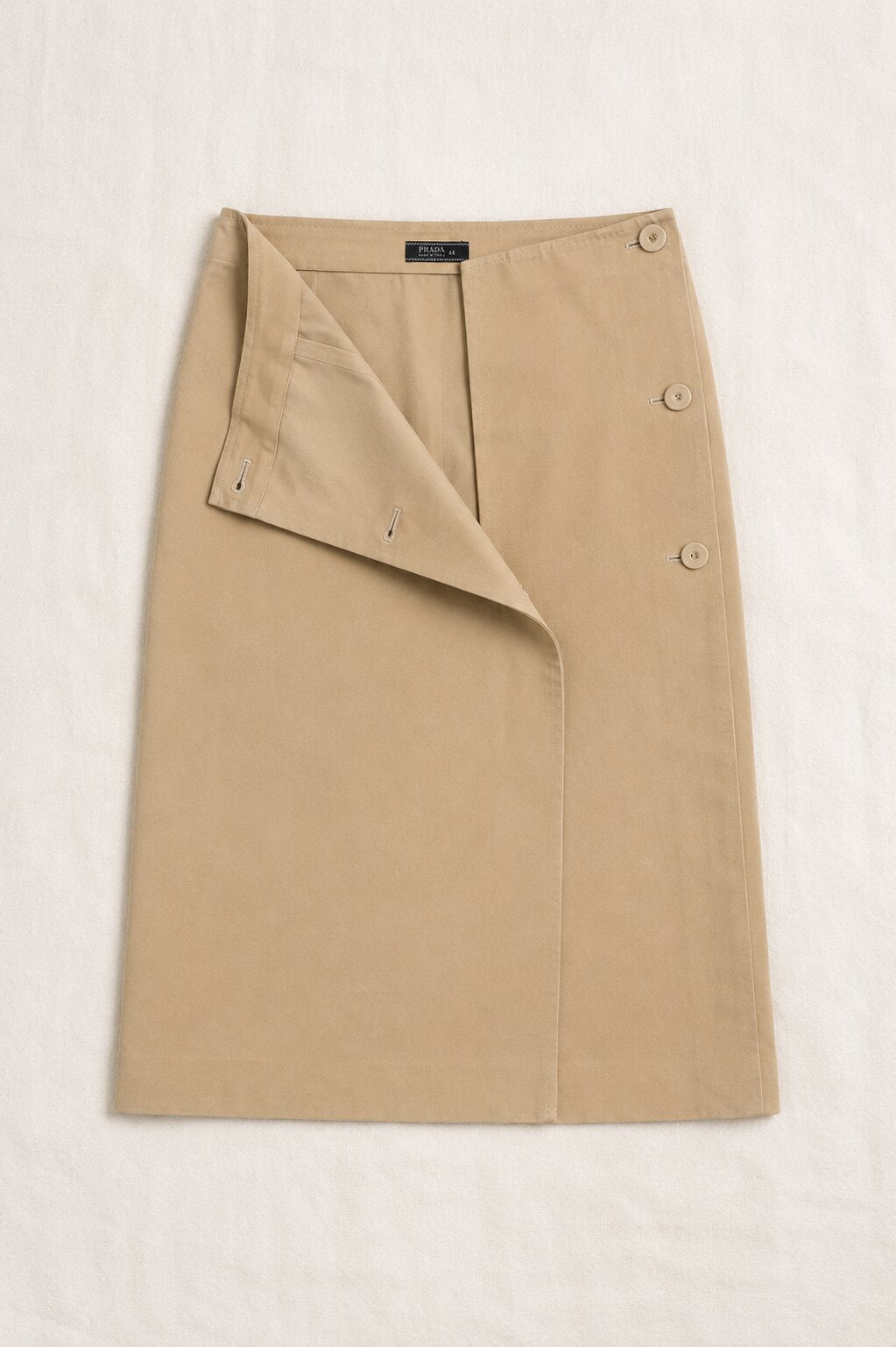 Authentic vintage beige sand Prada Milano wrap skirt