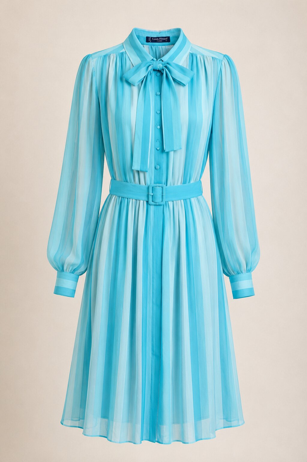 Summer silk dress azure Louis Féraud Paris vintage
