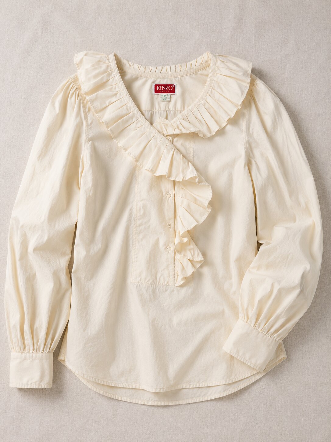 Vintage ruffled blouse Kenzo Paris authentic in ecru cotton