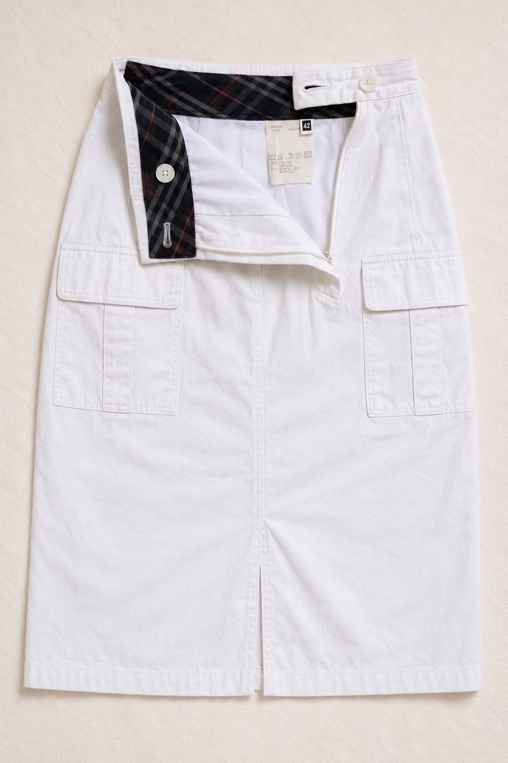 Authentic vintage Burberry white denim cargo skirt