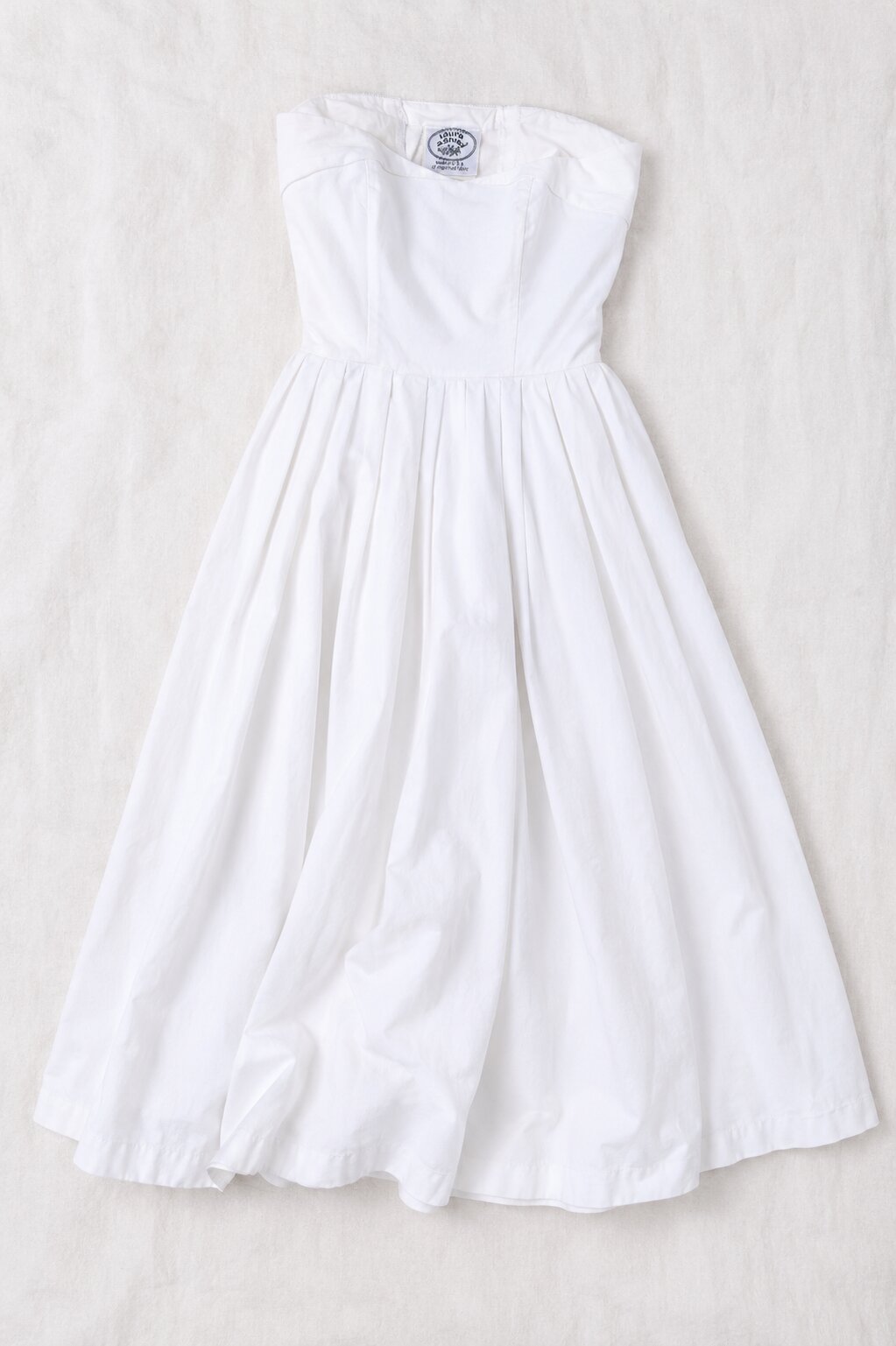 Vintage Strapless White Cotton Dress Laura Ashley