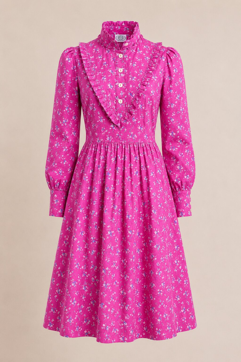 Robe romantique en coton fuchsia Laura Ashley vintage