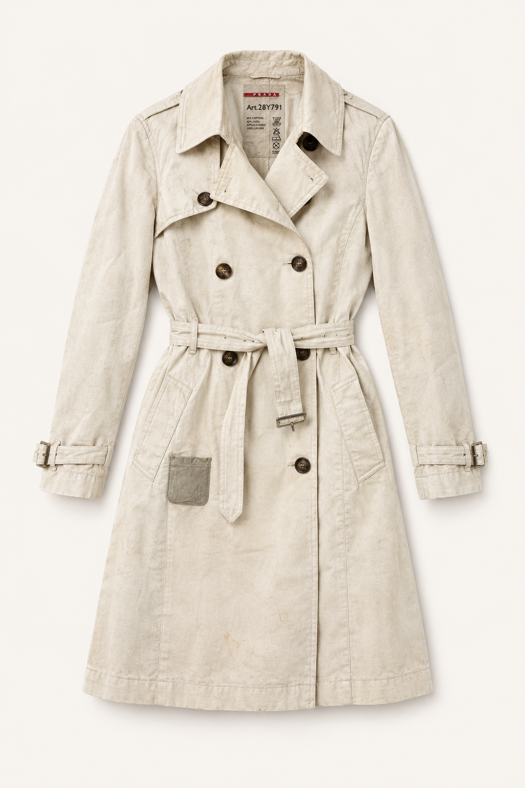 Authentic vintage beige cotton linen Prada trench