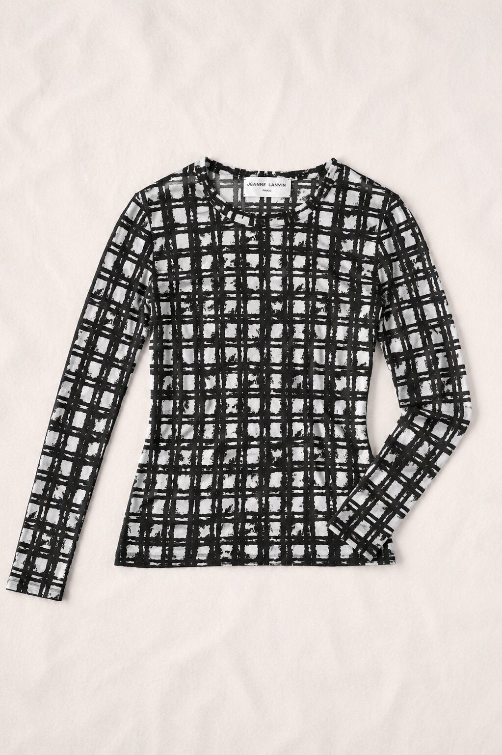 Authentic Jeanne Lanvin Paris black and white stretch silk top vintage