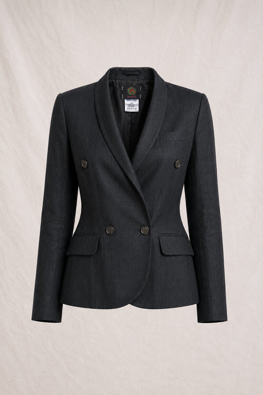 Blazer en lin noir Kenzo City Paris Vintage