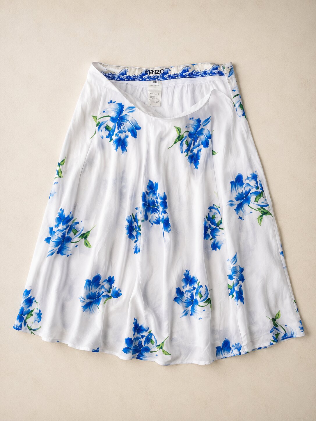 Kenzo Vintage Mini Skirt with Blue Floral Print