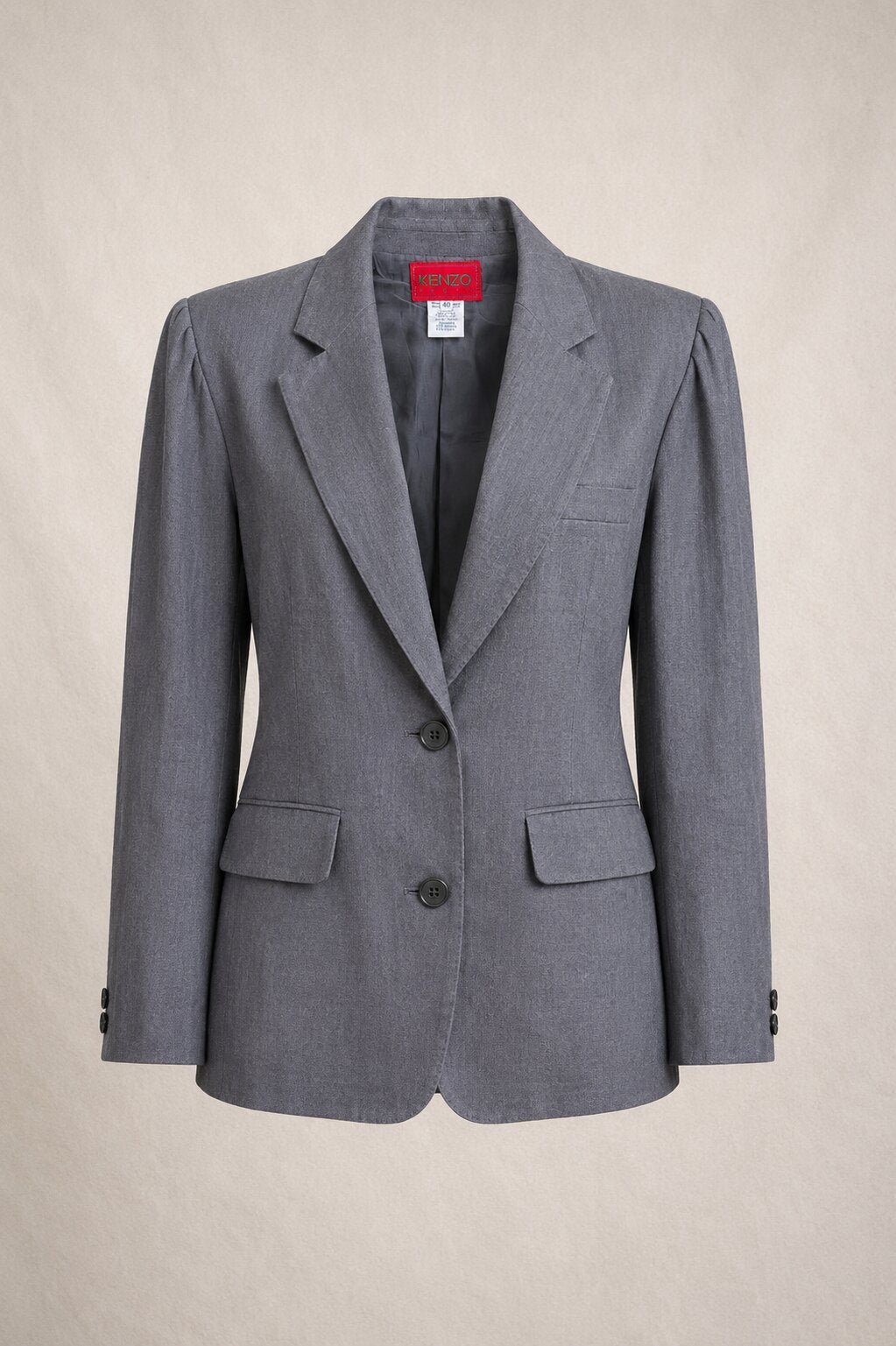 Blazer Authentique Vintage en Lin Gris Kenzo Paris