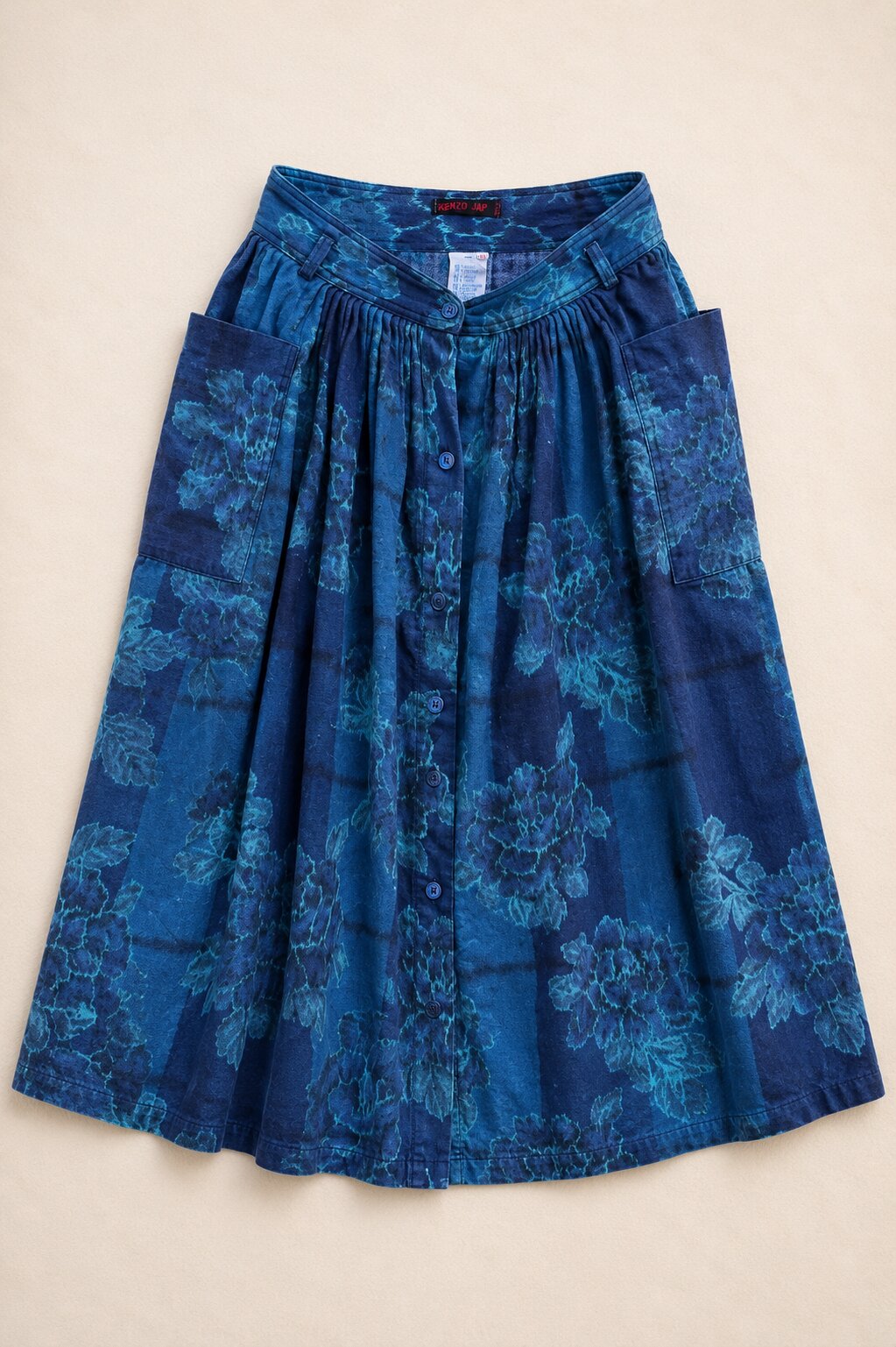 Jupe en jean imprimé floral Kenzo Jap vintage authentique