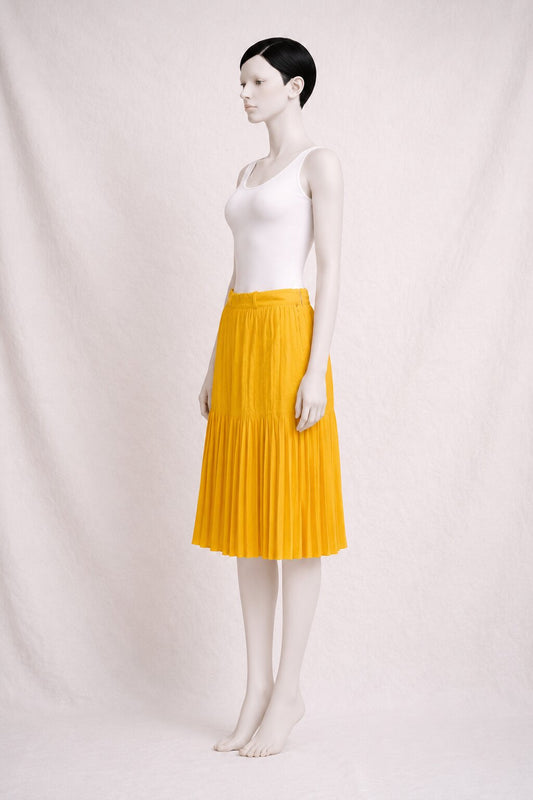 Jupe plissée vintage Jean-Louis Scherrer Boutique Paris jaune soleil