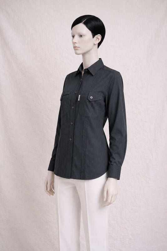 Black Cotton Shirt Pierre Cardin Paris New Vintage
