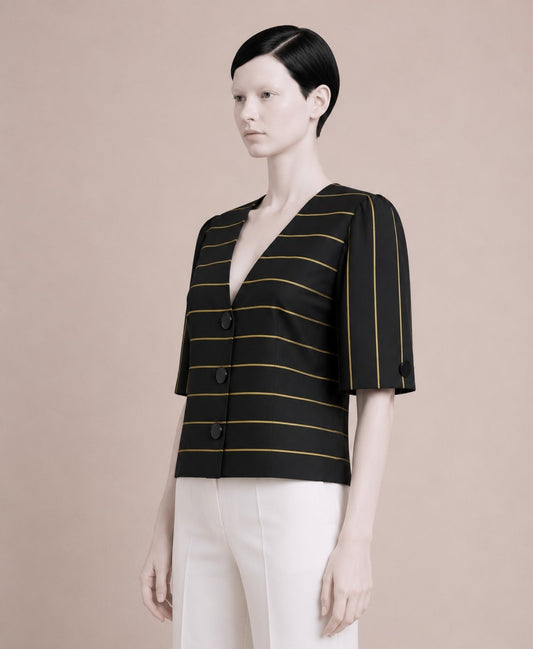 Authentic Pierre Balmain Paris vintage jacket in yellow and black stripes