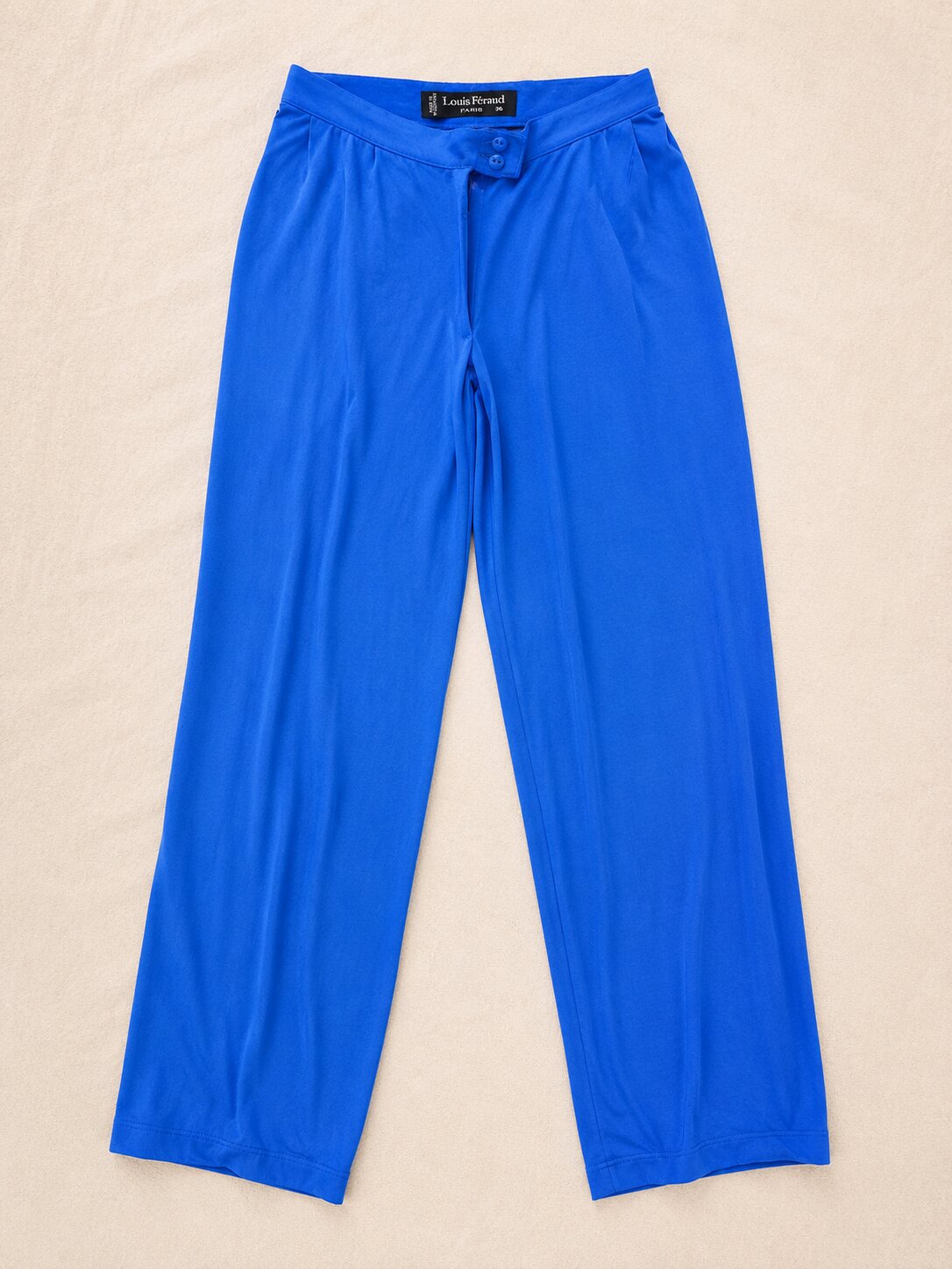 Ensemble Vintage Bleu Électrique Louis Féraud Paris Tunique et Pantalon