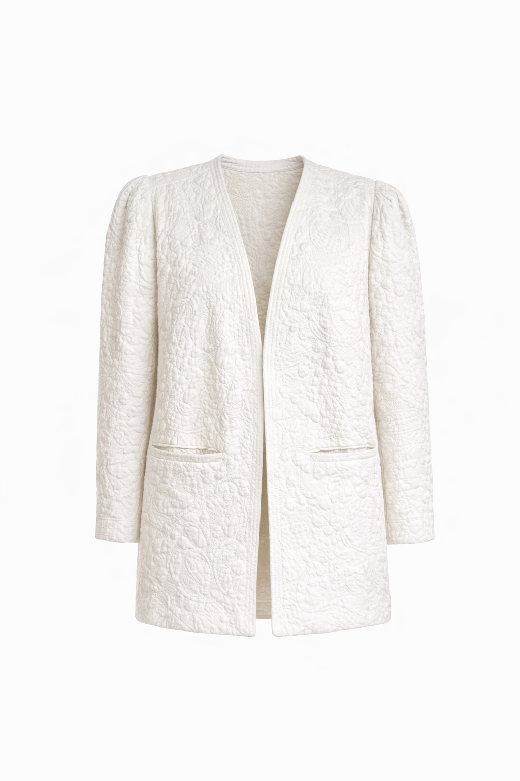 Kimono - veste en coton blanc texturé Emmanuelle Khanh vintage circa 80