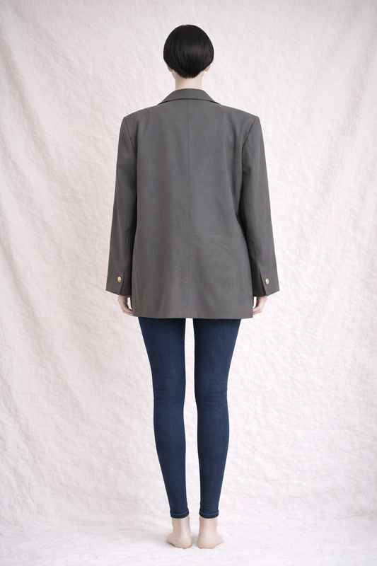 Authentic Yves Saint Laurent Variation Blazer in Brown Khaki Virgin Wool Plus Size