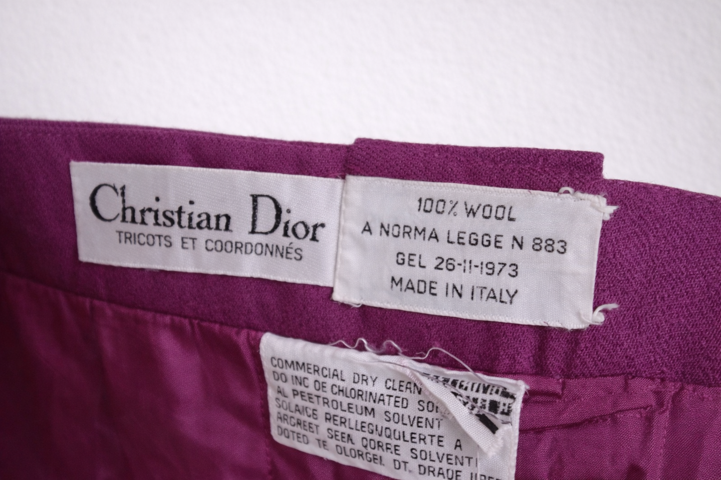 Jupe midi en laine Christian Dior vintage authentique circa 70