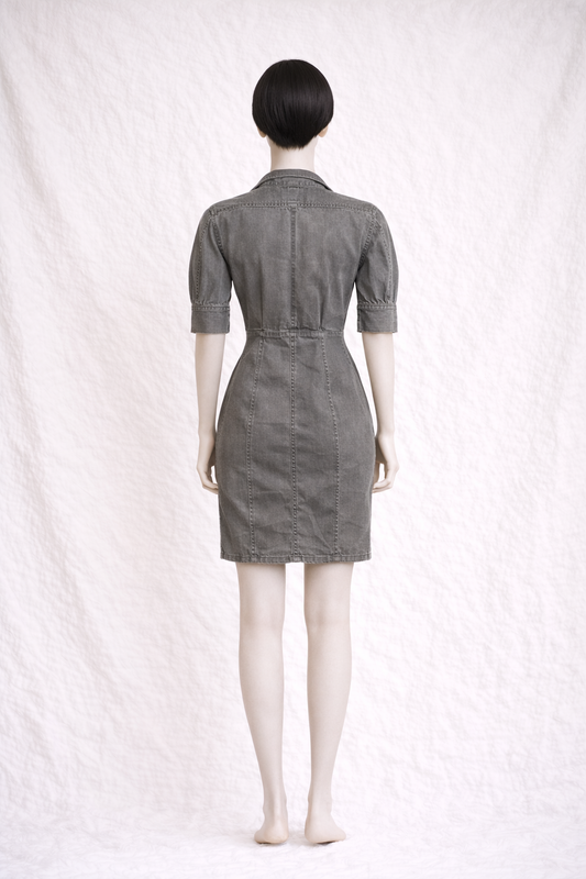 Grey washed cotton dress Thierry Mugler Active authentic vintage