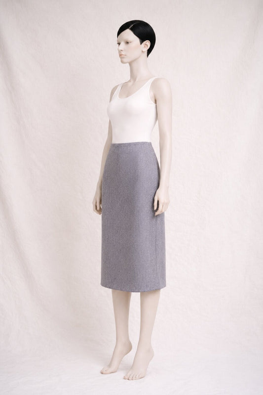 Long Givenchy skirt in grey wool and authentic vintage lily