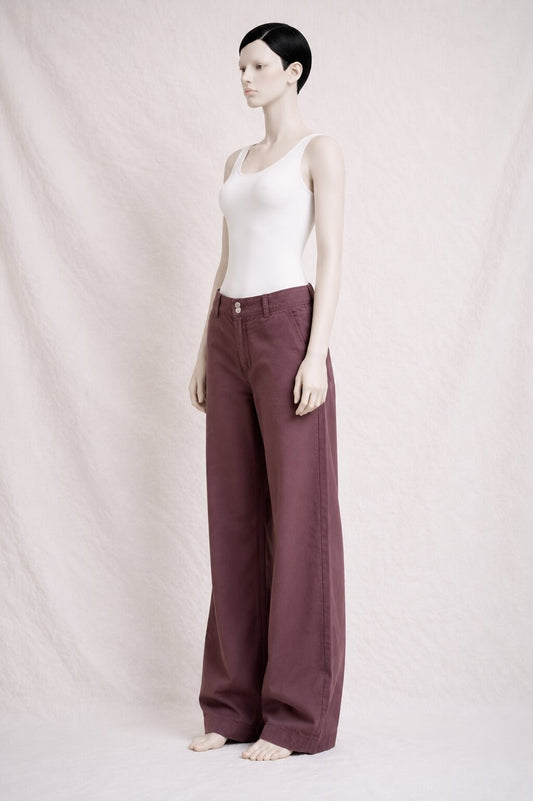 Pantalon large en coton marron vintage authentique Dries Van Noten