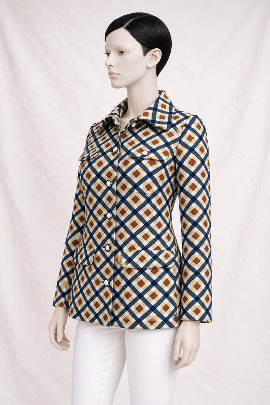 Blazer Emanuel Ungaro in Authentic Vintage Geometric Pattern Circa 70s