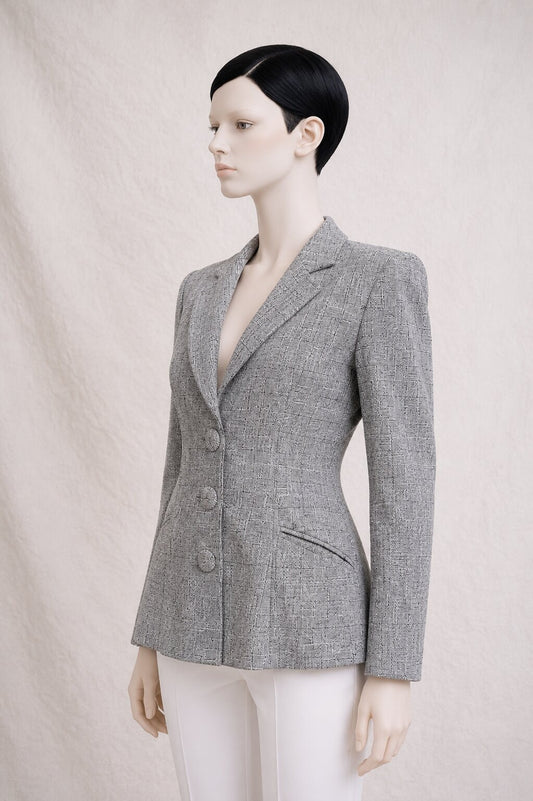 Authentic Vintage Wool and Silk Blazer in Grey by Chantal Thomass