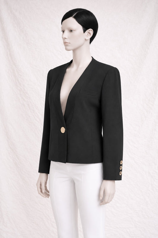 Authentic Vintage Black Wool Tailored Jacket Yves Saint Laurent