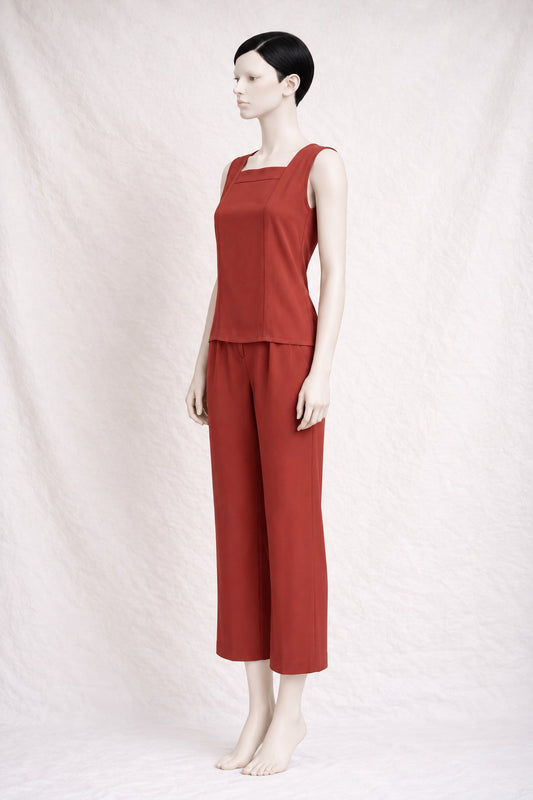 Authentic Vintage Terracotta Viscose Trousers Suit Yves Saint Laurent